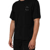 Dolce &amp; Gabbana Herren-T-Shirt mit schwarzem Logo-Patch aus Baumwolle und Rundhalsausschnitt