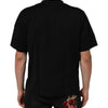 Dolce &amp; Gabbana Herren-T-Shirt mit schwarzem Logo-Patch aus Baumwolle und Rundhalsausschnitt
