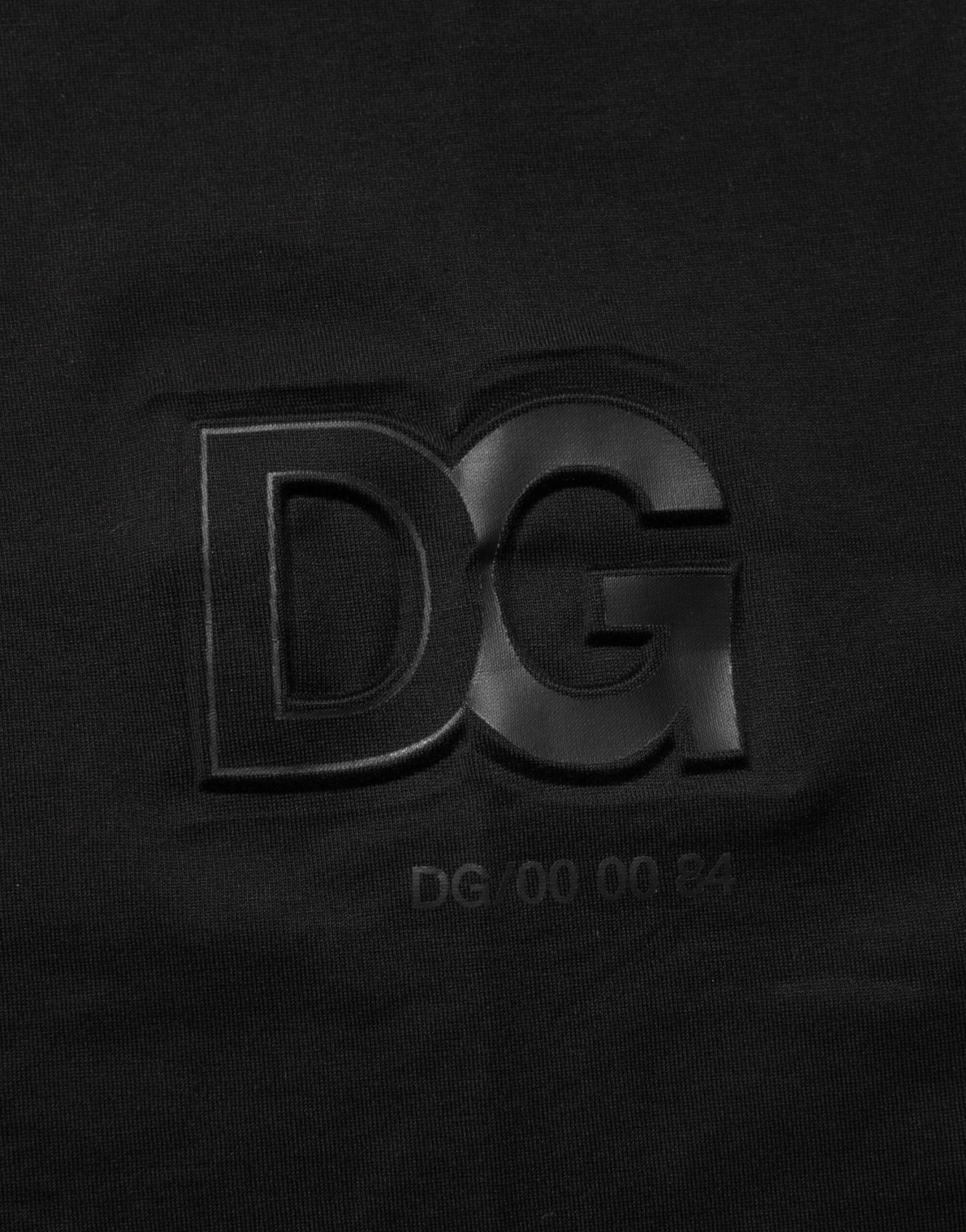 Dolce &amp; Gabbana Herren-T-Shirt mit schwarzem Logo-Patch aus Baumwolle und Rundhalsausschnitt