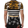 Dolce & Gabbana Multicolor Leopard Palm Leaf Men Crew Neck T-shirt
