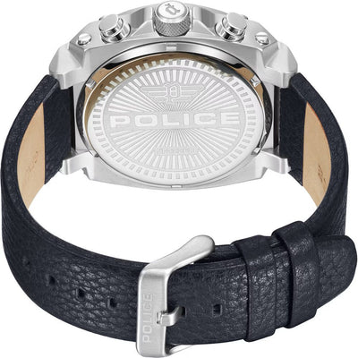 Polizeiblaue Leder-Dresswatch