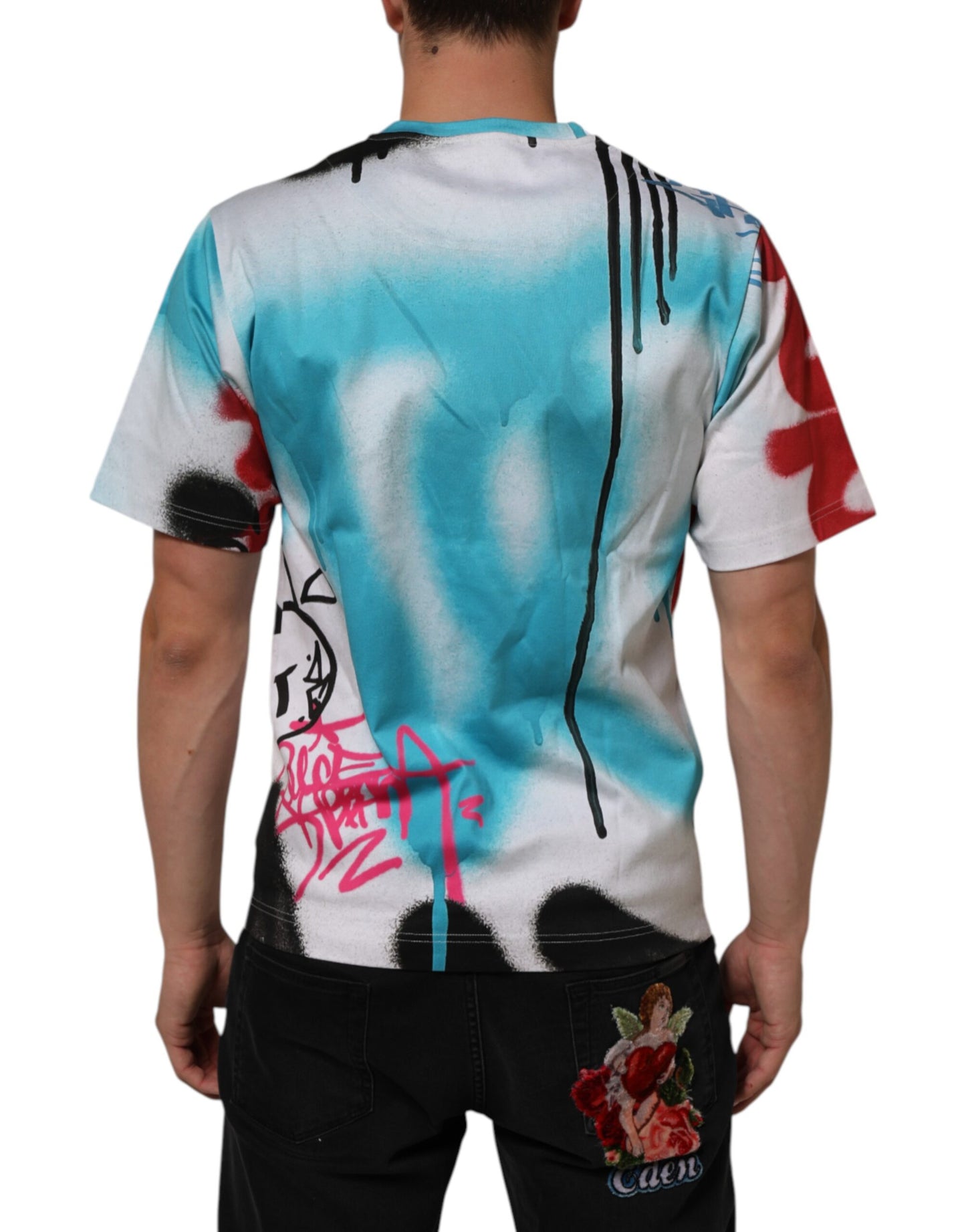 Dolce & Gabbana White Graffiti Crew Neck Short Sleeves T-shirt