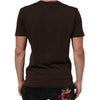 Dolce & Gabbana Brown Coin Laurel Print Men Crew Neck T-shirt