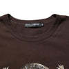 Dolce & Gabbana Brown Coin Laurel Print Men Crew Neck T-shirt