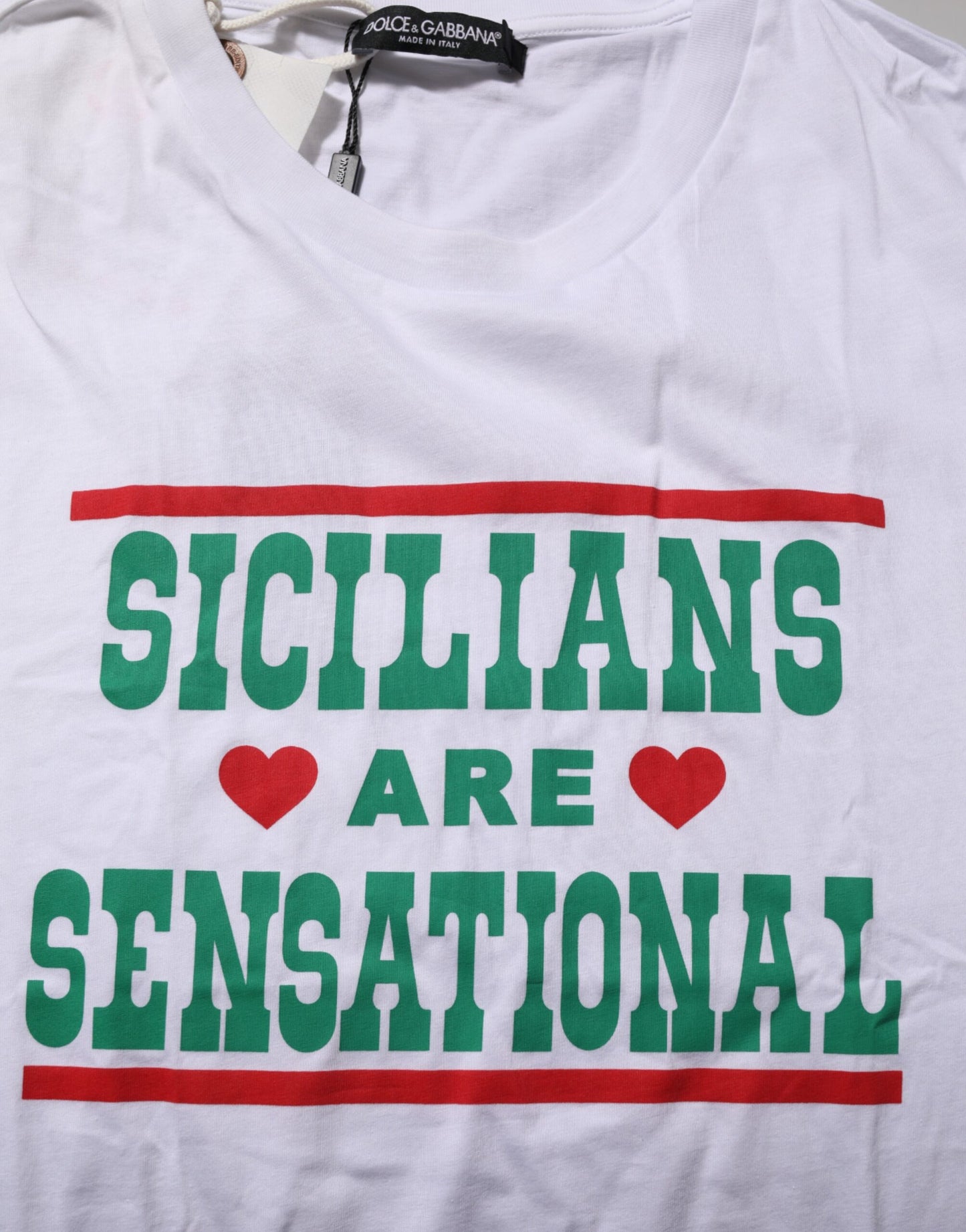 Dolce &amp; Gabbana – Weißes Baumwoll-T-Shirt mit Rundhalsausschnitt und grafischem Print