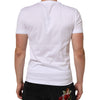 Dolce & Gabbana White Cotton Logo Patch Crew Neck  T-shirt