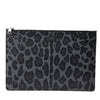Dolce & Gabbana Multicolor Leopard Jacquard Logo Plaque Document Briefcase Bag
