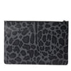 Dolce & Gabbana Multicolor Leopard Jacquard Logo Plaque Document Briefcase Bag