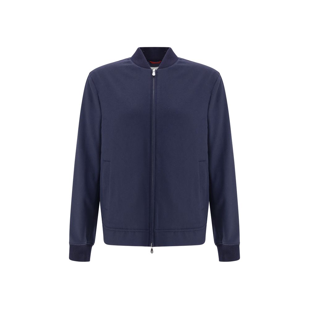 Blaue Kaschmir-Bomberjacke von Brunello Cucinelli