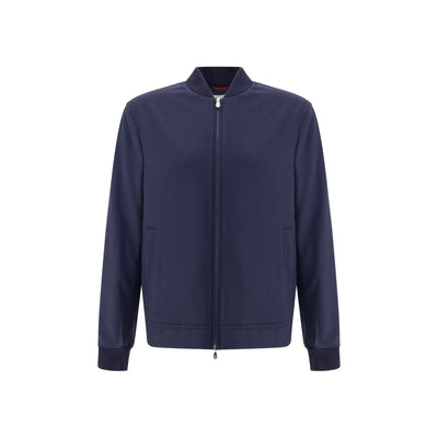 Blaue Kaschmir-Bomberjacke von Brunello Cucinelli