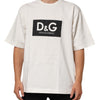 Dolce &amp; Gabbana Weißes Herren-T-Shirt aus Baumwolle mit Logoprint und Rundhalsausschnitt