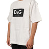 Dolce &amp; Gabbana Weißes Herren-T-Shirt aus Baumwolle mit Logoprint und Rundhalsausschnitt