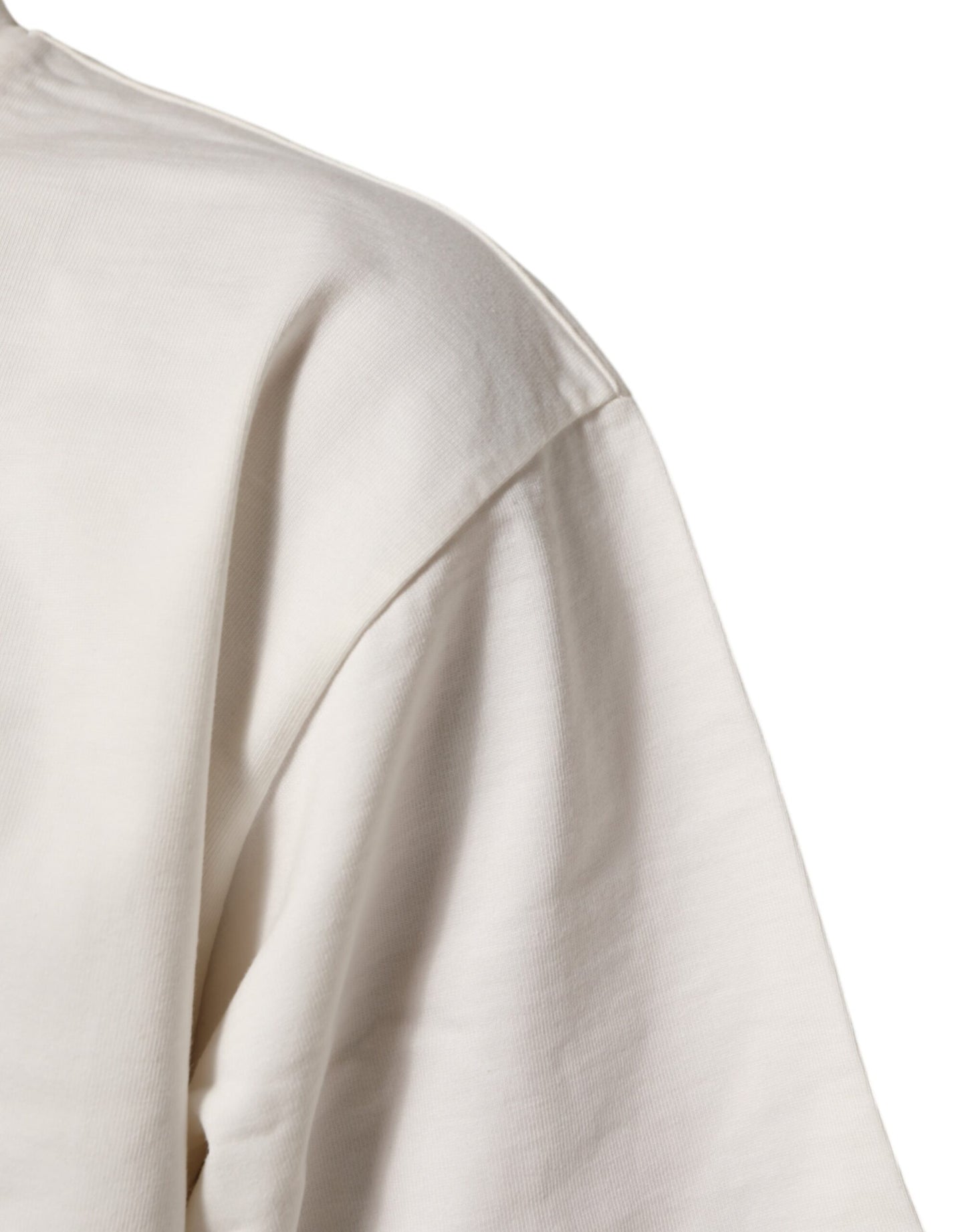 Dolce &amp; Gabbana Weißes Herren-T-Shirt aus Baumwolle mit Logoprint und Rundhalsausschnitt