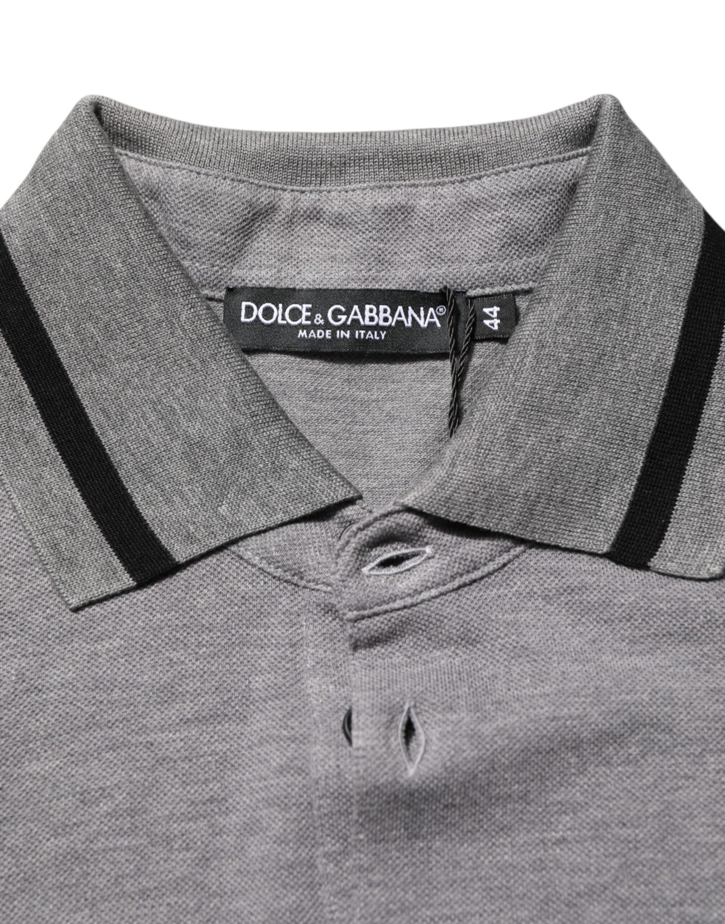Dolce &amp; Gabbana graues Polo-Shirt mit Logostickerei und Kragen