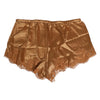 Dolce &amp; Gabbana Shorts aus braunem Seidensatin mit floraler Spitze