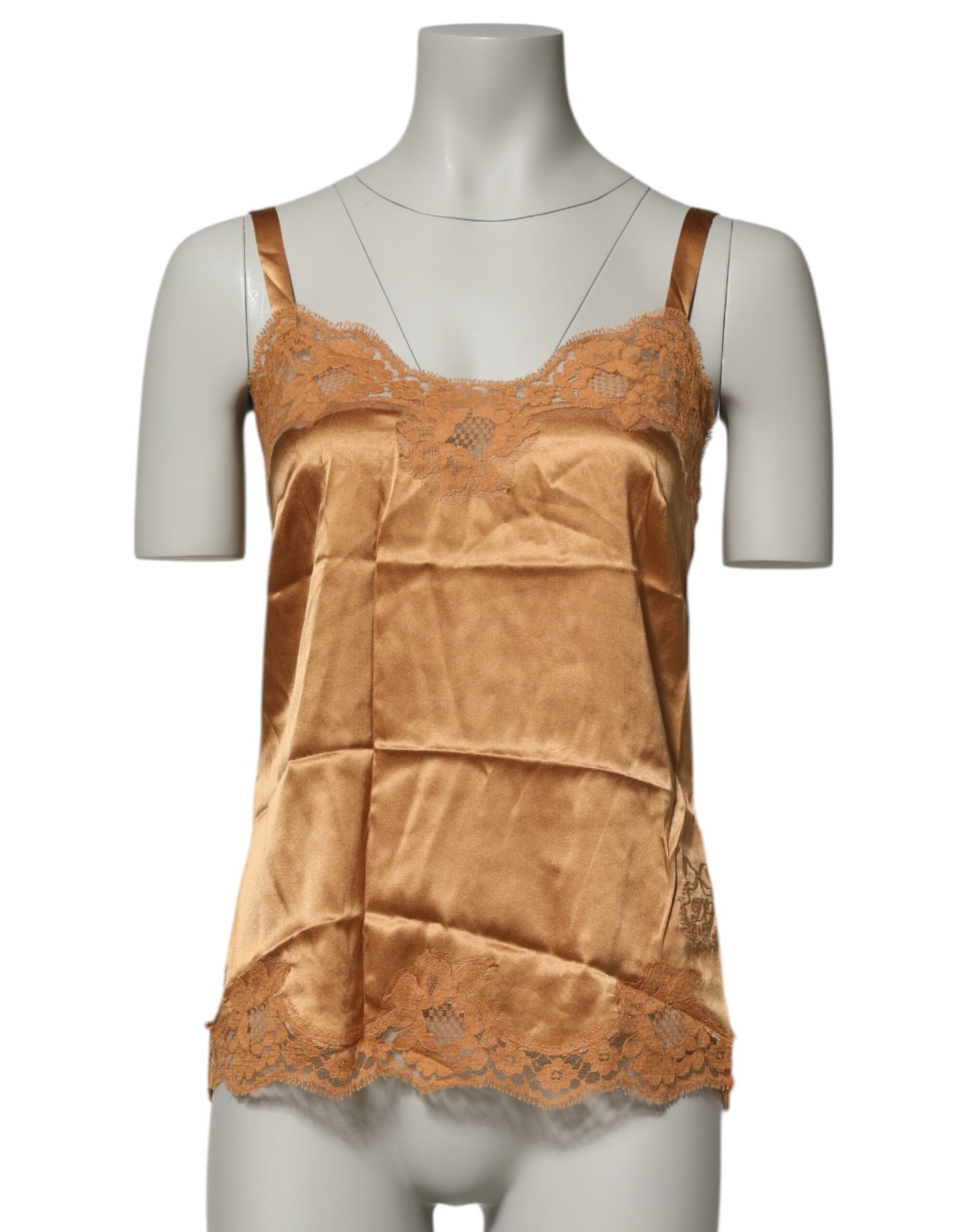 Dolce &amp; Gabbana braunes Tanktop aus Seidensatin mit Blumenmuster
