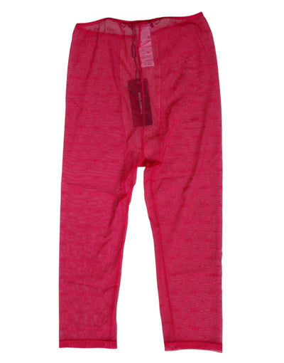 Dolce &amp; Gabbana Fuchsia Logo Lace Tight Midi Pants Underwear