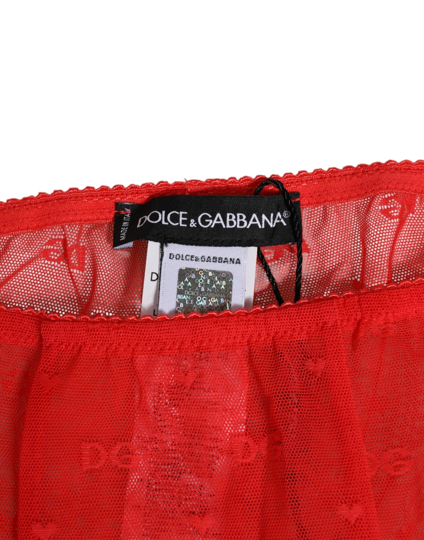 Dolce &amp; Gabbana Leggings aus rotem Nylon mit Logo-Spitze, Unterwäsche