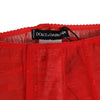 Dolce & Gabbana Red Logo Lace Tight Midi Trousers Underwear