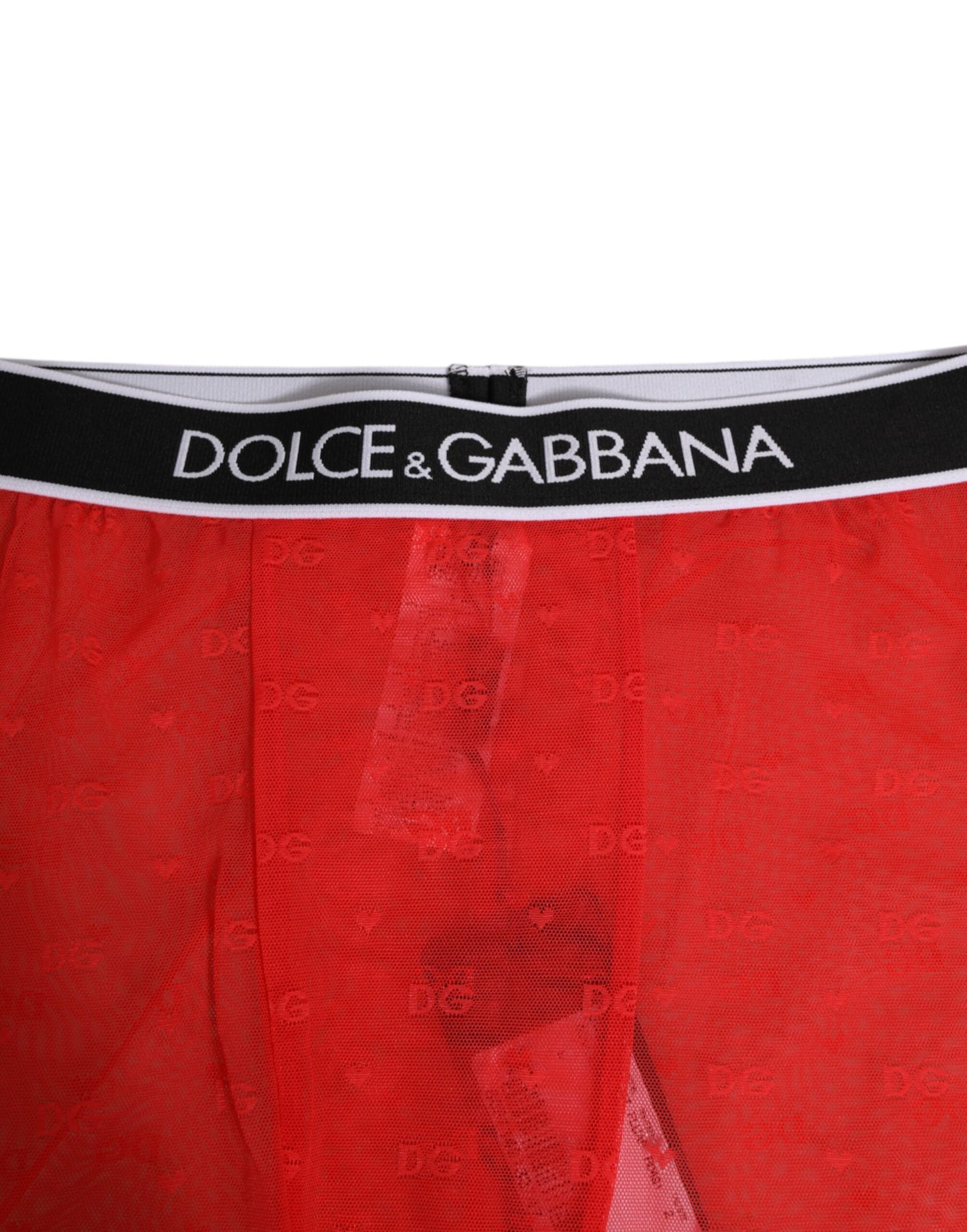 Dolce &amp; Gabbana rote Logo-Spitzen-Midihose Unterwäsche