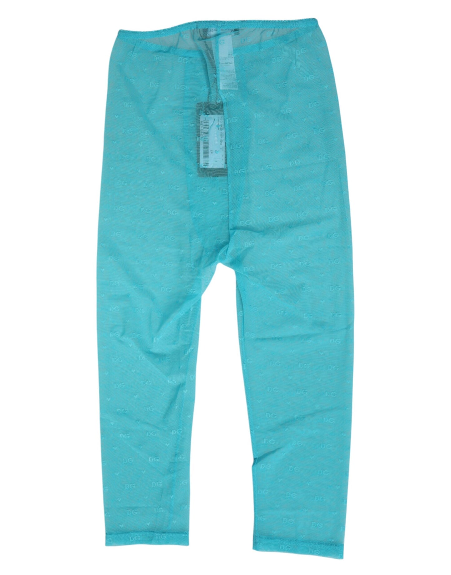 Dolce &amp; Gabbana Hellblaue Logo-Spitzen-Tight Midi-Hose Unterwäsche