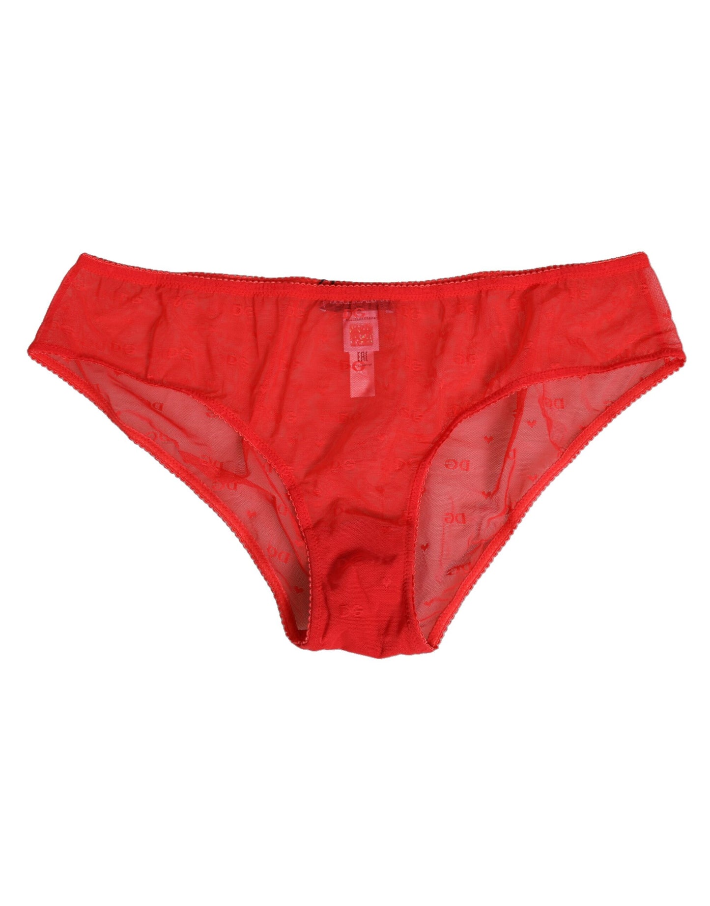 Dolce &amp; Gabbana roter Nylon-Slip aus transparentem Netzgewebe und Spitze