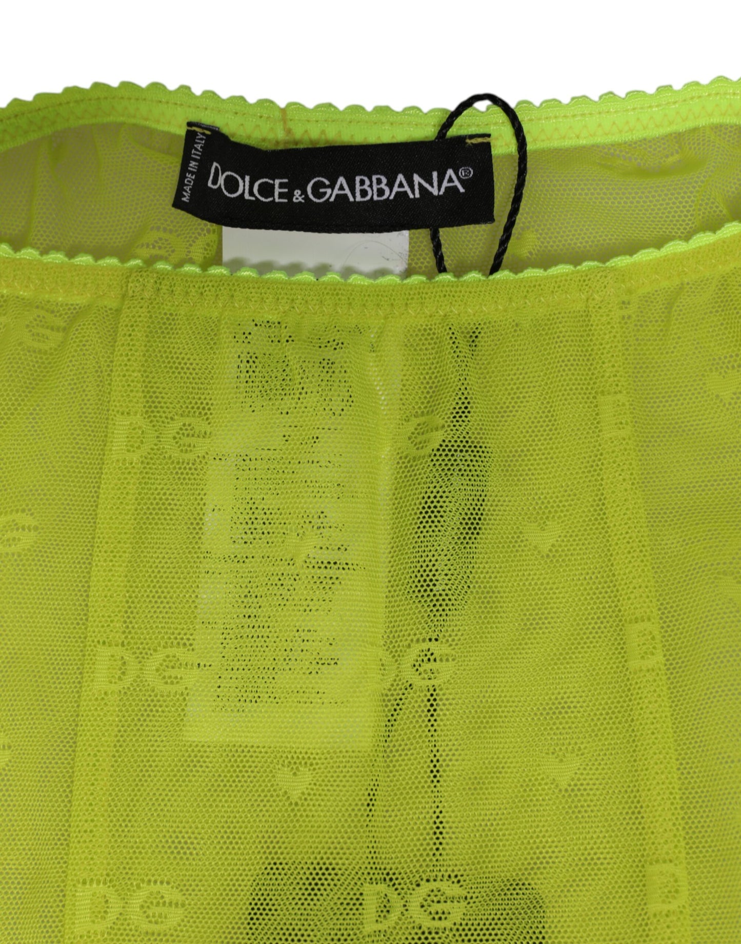 Dolce &amp; Gabbana Leggings in Neongrün mit Logo-Spitze aus Nylon, Unterwäsche