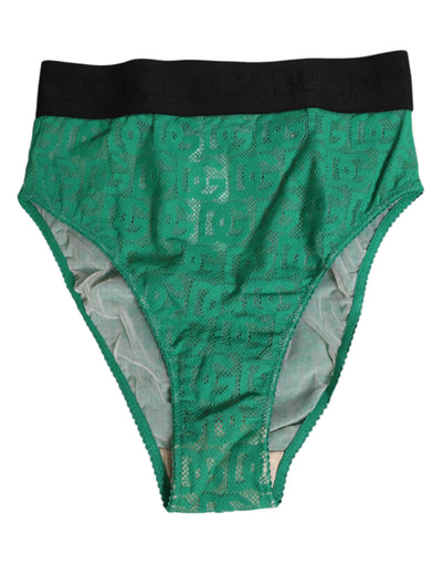 Dolce &amp; Gabbana Grüner DG Logo Spitzen-High-Brief-Slip Unterwäsche
