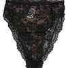 Dolce & Gabbana Black Floral Lace Mesh High Brief Panty  Underwear