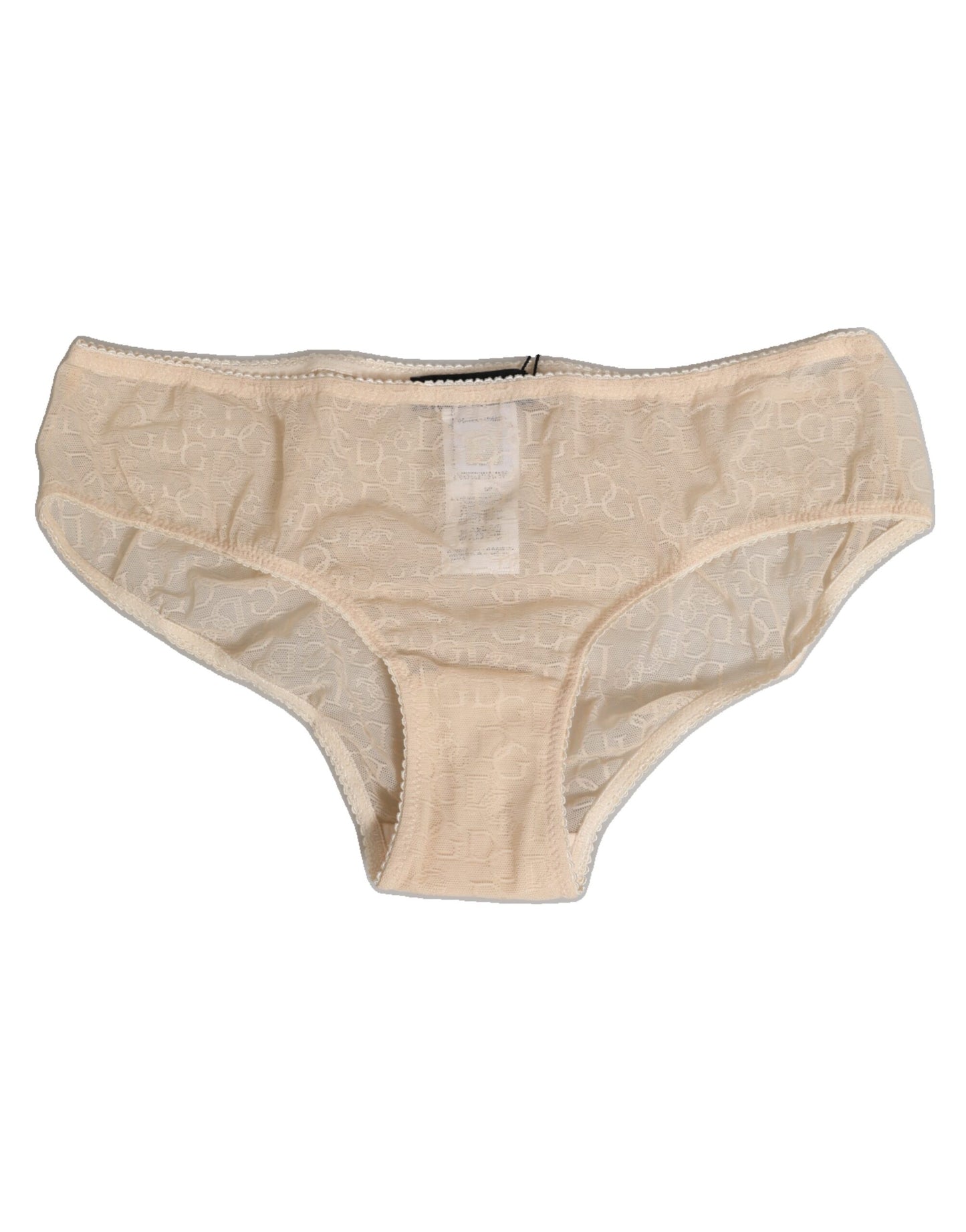 Dolce &amp; Gabbana Beige DG Logo Spitzen-Slip mit mittelhohem Bund
