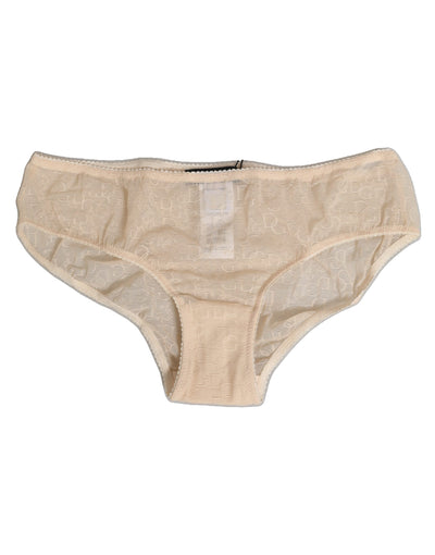Dolce &amp; Gabbana Beige DG Logo Spitzen-Slip mit mittelhohem Bund