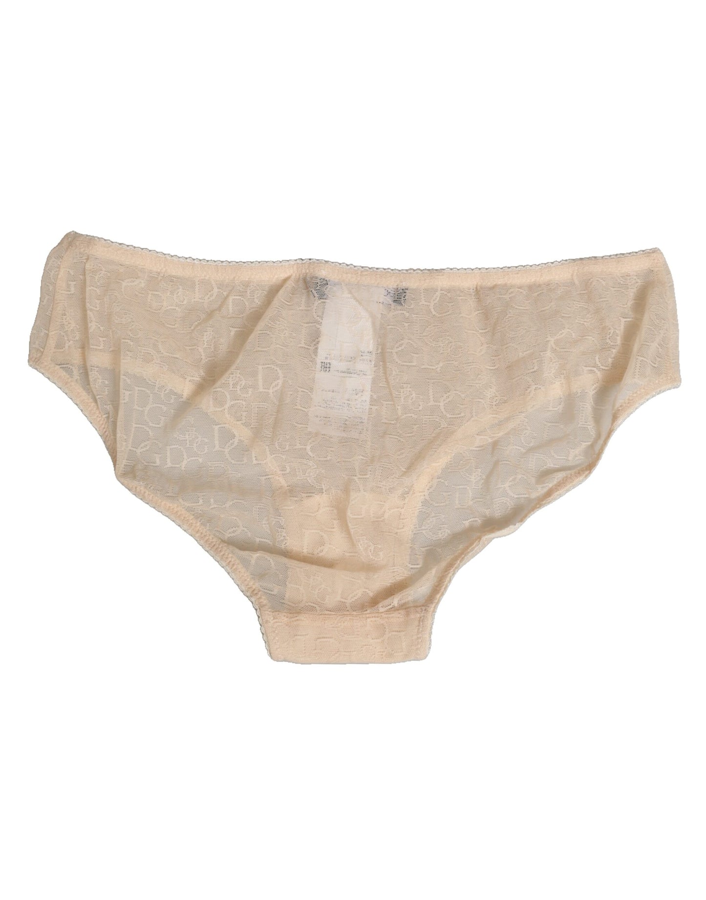 Dolce &amp; Gabbana Beige DG Logo Spitzen-Slip mit mittelhohem Bund