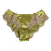 Dolce &amp; Gabbana grüner Seidensatin-Slip mit floraler Spitzenborte