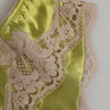 Dolce &amp; Gabbana grüner Seidensatin-Slip mit floraler Spitzenborte