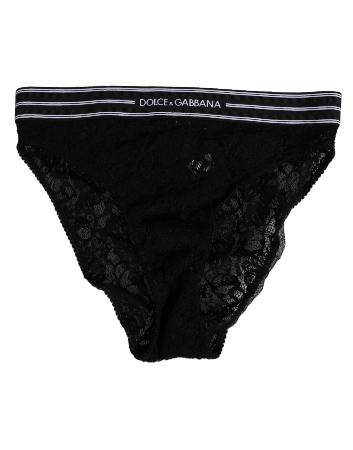 Dolce & Gabbana Black Lace Slip Brief Logo Waistband  Underwear