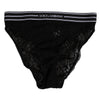 Dolce & Gabbana Black Lace Slip Brief Logo Waistband  Underwear
