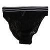 Dolce & Gabbana Black Lace Slip Brief Logo Waistband  Underwear