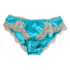 Dolce & Gabbana Blue Silk Satin Floral Lace Trim New Slip Underwear
