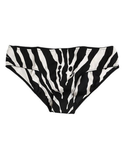 Dolce &amp; Gabbana Slip-Slips mit schwarzem und weißem Zebra-Print
