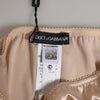 Dolce & Gabbana Beige Silk Satin Floral Lace Panty Brief Underwear