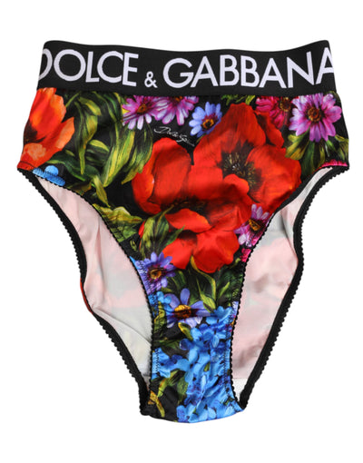 Dolce &amp; Gabbana Slip mit mehrfarbigem Blumenmuster und hohem Bund