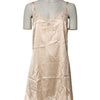 Dolce & Gabbana Nude Chemise Lingerie Silk Blend Lace Trim Dress