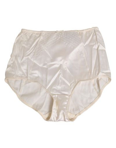 Dolce &amp; Gabbana Off-White Seiden-Gürtelpanty mit hohem Bund