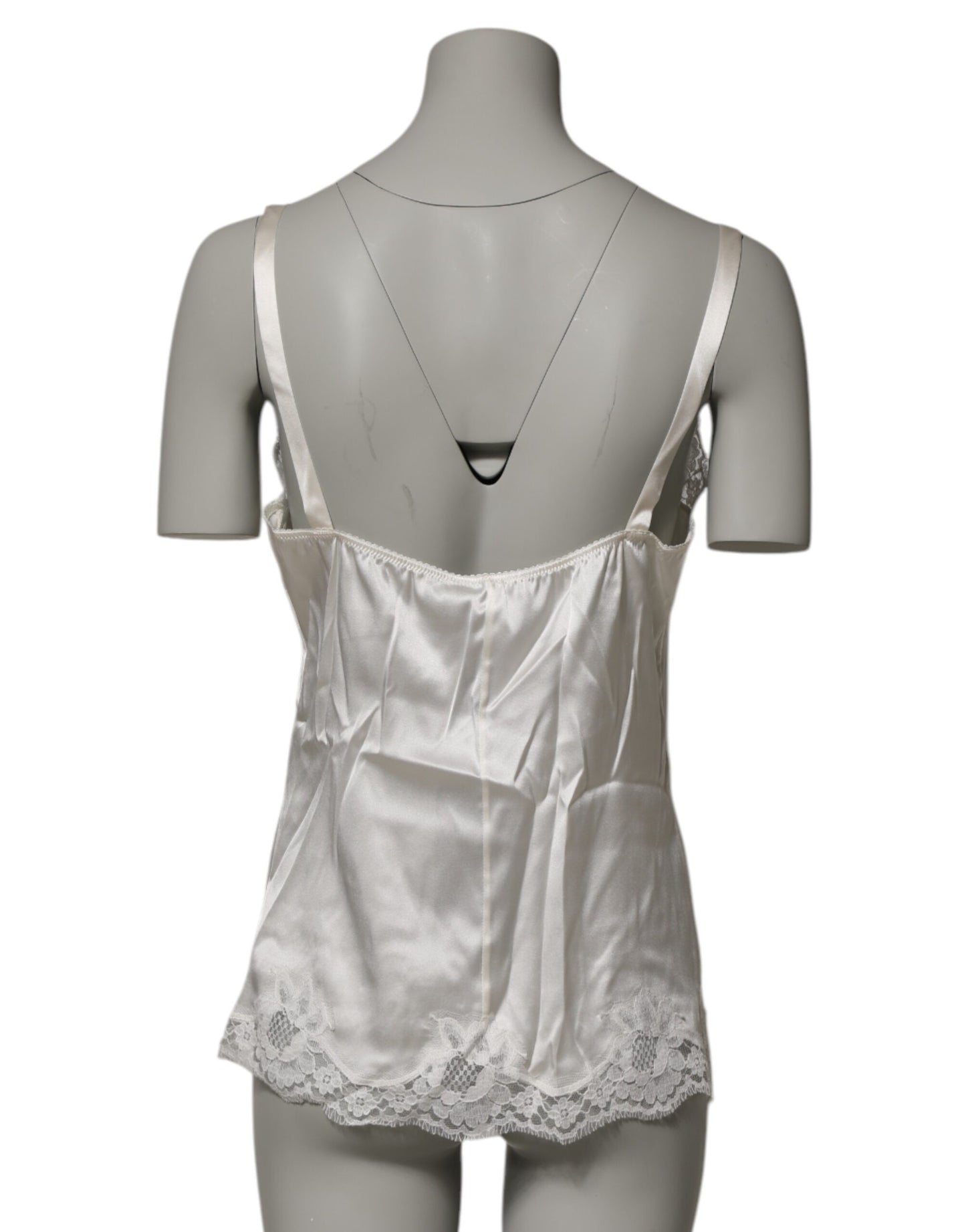 Dolce &amp; Gabbana Off-White Tanktop mit floraler Spitze, Dessous-Unterwäsche