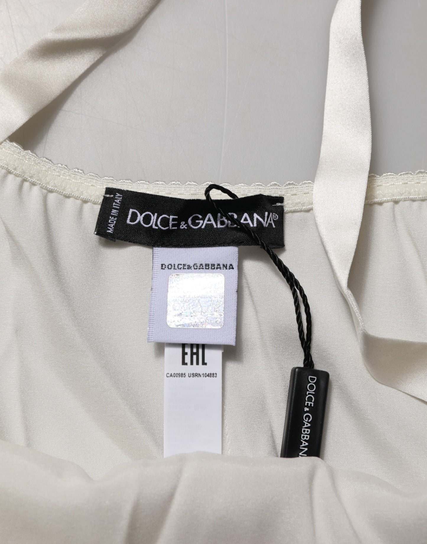 Dolce &amp; Gabbana Off-White Tanktop mit floraler Spitze, Dessous-Unterwäsche