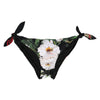 Dolce &amp; Gabbana Schwarze Bikinihose mit Blumenmuster und seitlichen Bindebändern
