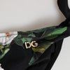 Dolce &amp; Gabbana Schwarze Bikinihose mit Blumenmuster und seitlichen Bindebändern
