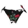 Dolce &amp; Gabbana Schwarze Bikinihose mit Blumenmuster und seitlichen Bindebändern