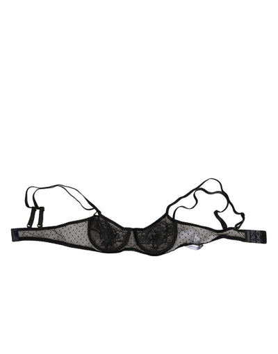 Dolce &amp; Gabbana Schwarzer Balconette-BH mit Blumenmuster und Bügeln