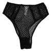 Dolce & Gabbana Black Lace Polka Dot Mesh High Waist Underwear